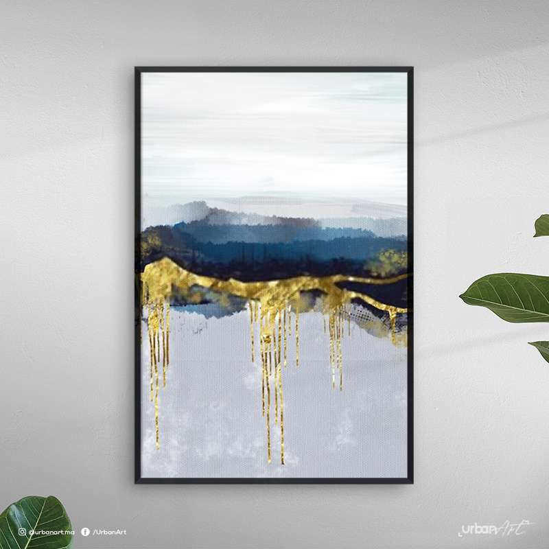 Tableau abstrait art doré