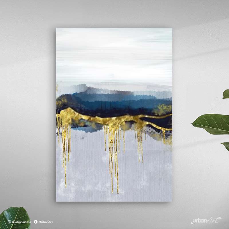 Tableau abstrait art doré