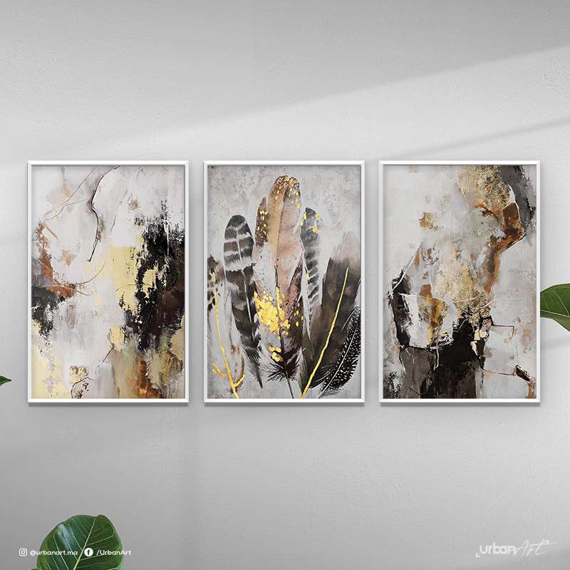 Tableau moderne plumes marron