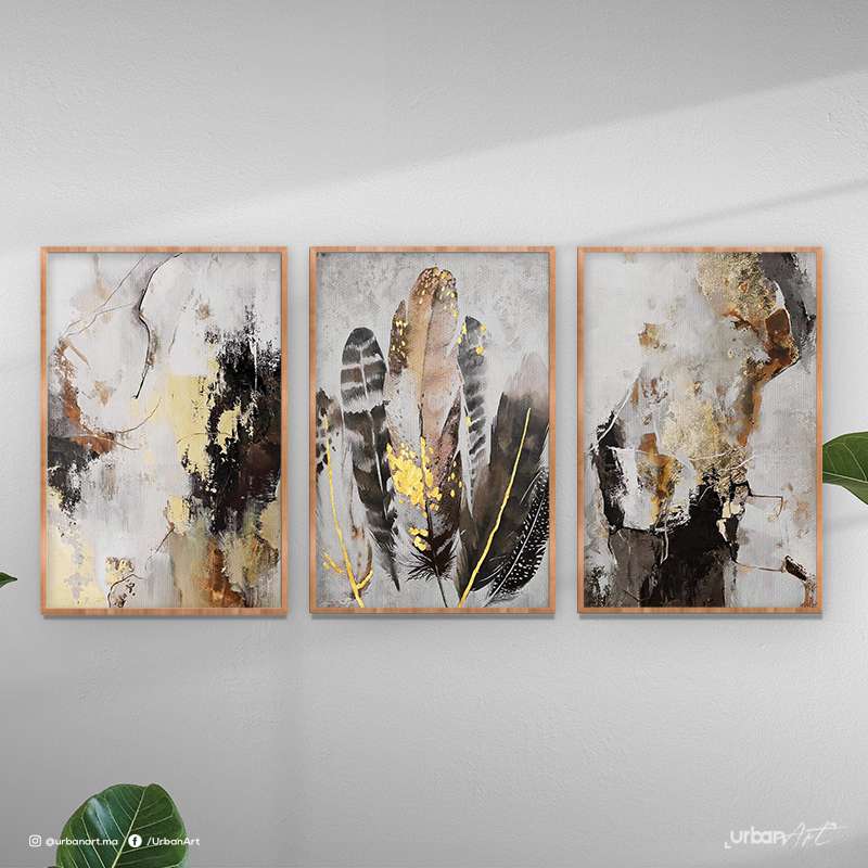 Tableau moderne plumes marron