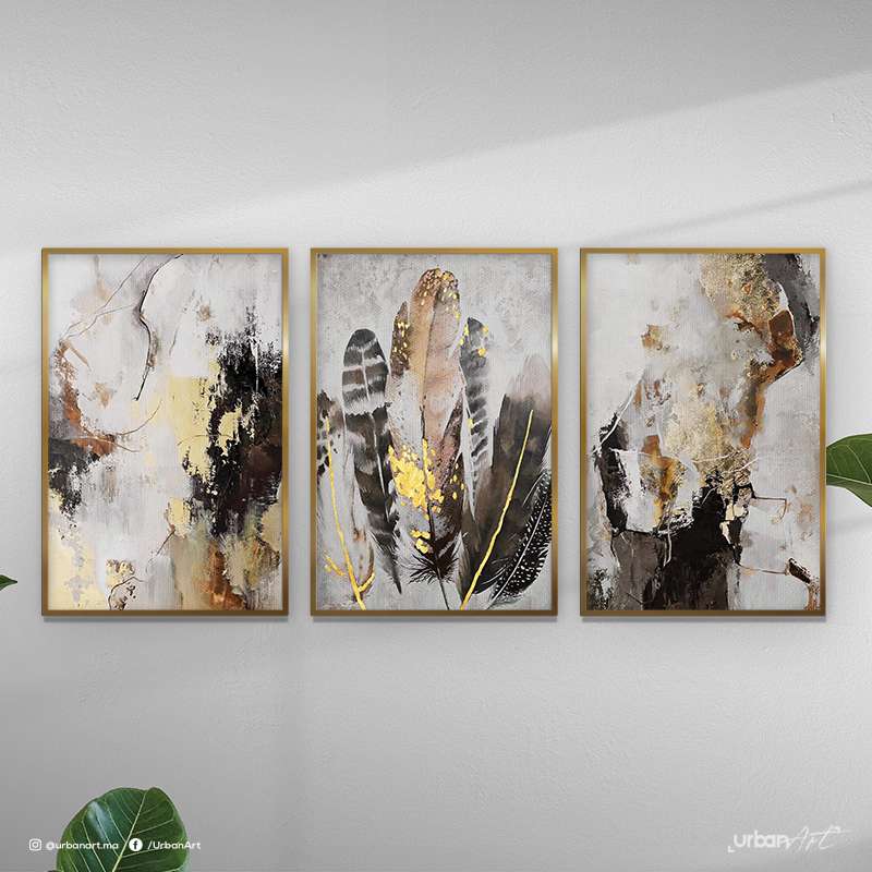 Tableau moderne plumes marron