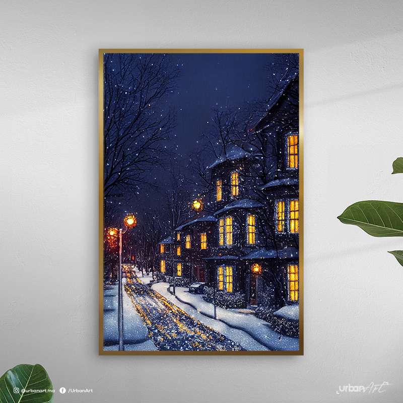 Tableau décoratif Petite rue enneigée