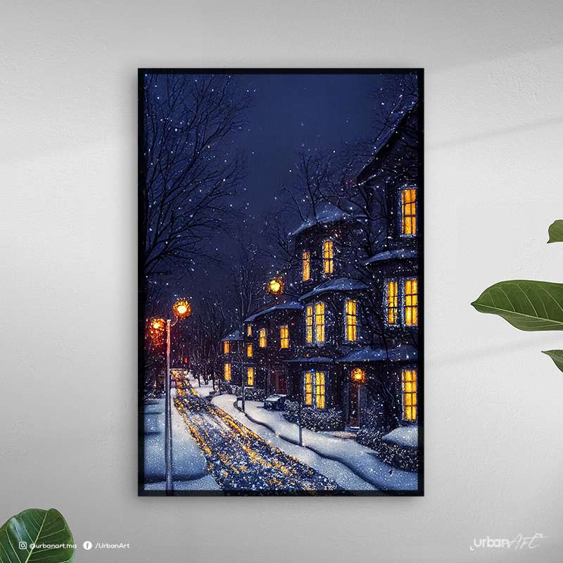 Tableau décoratif Petite rue enneigée