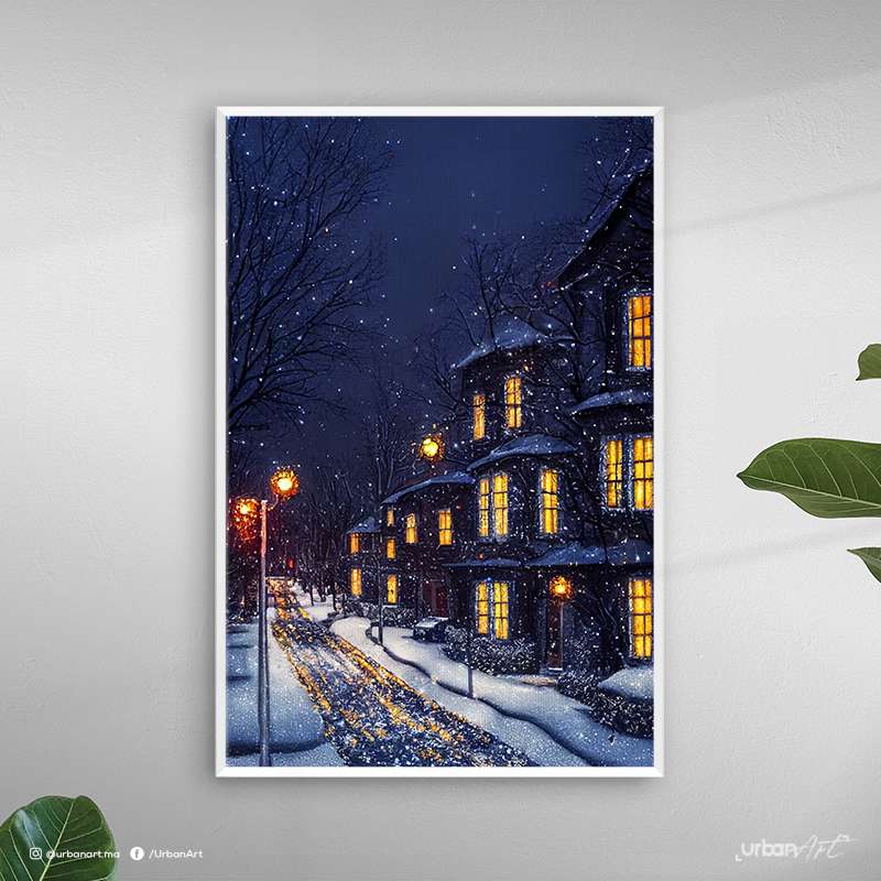 Tableau décoratif Petite rue enneigée
