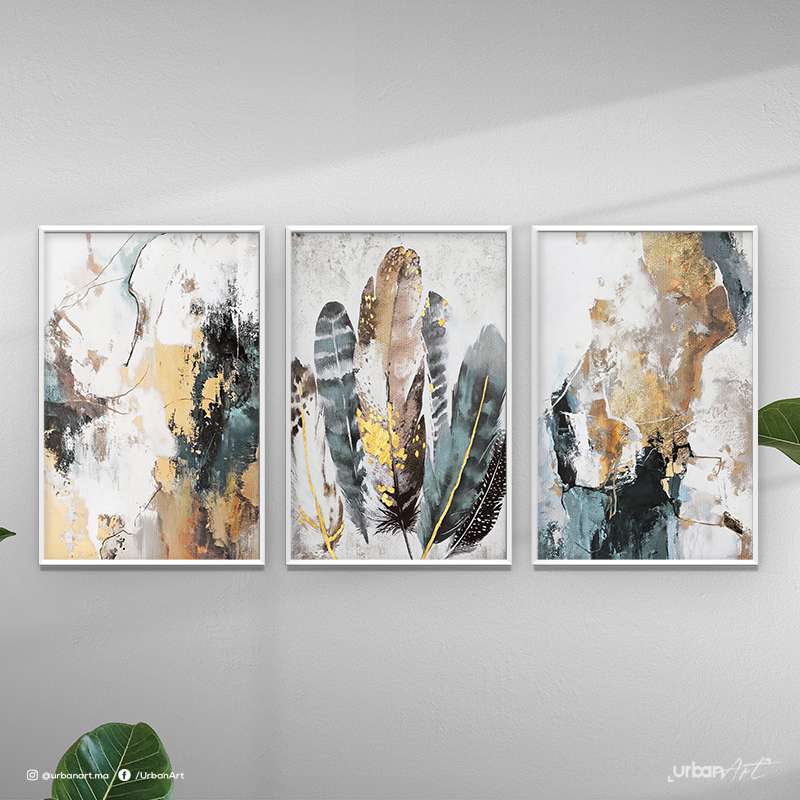 Tableau décoratif aquarelle Maron Vert
