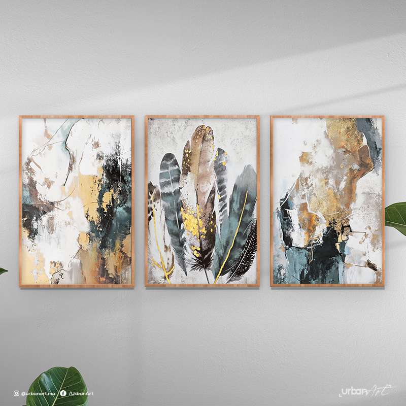 Tableau décoratif aquarelle Maron Vert