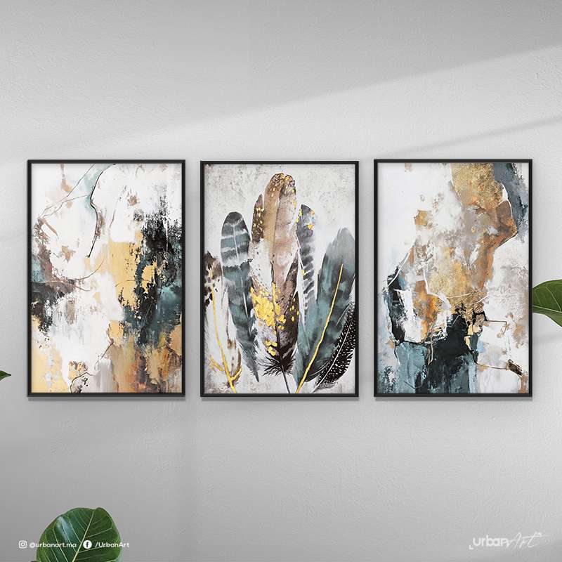 Tableau décoratif aquarelle Maron Vert