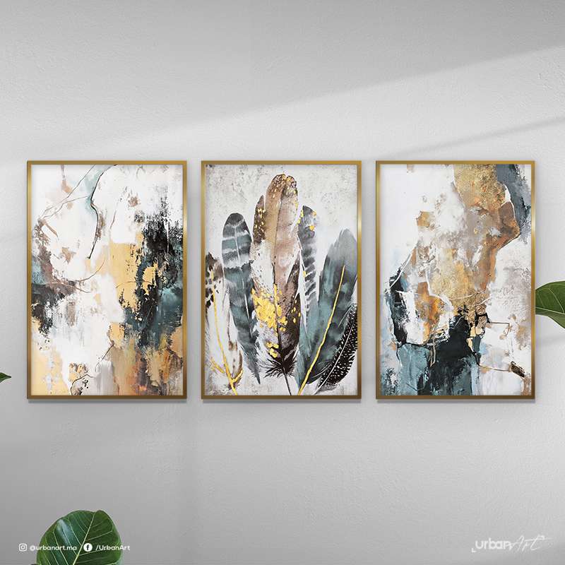 Tableau décoratif aquarelle Maron Vert