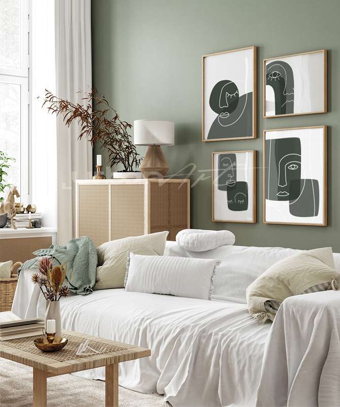 Set Poster Visage abstrait vert