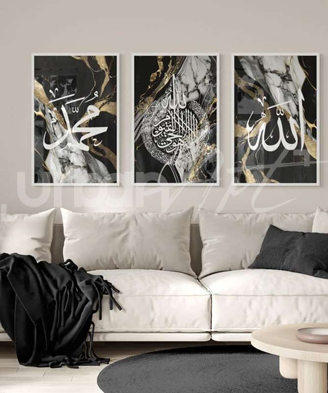 Set Poster Black Gold Marble