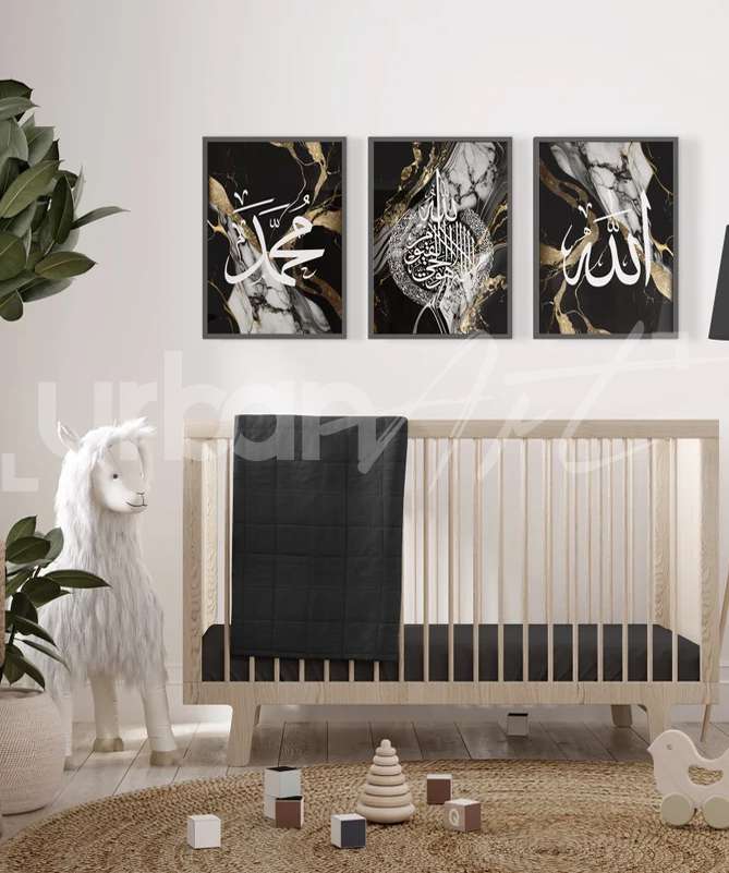 Set Poster Black Gold Marble