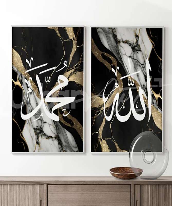 Set Poster Black Gold Marble