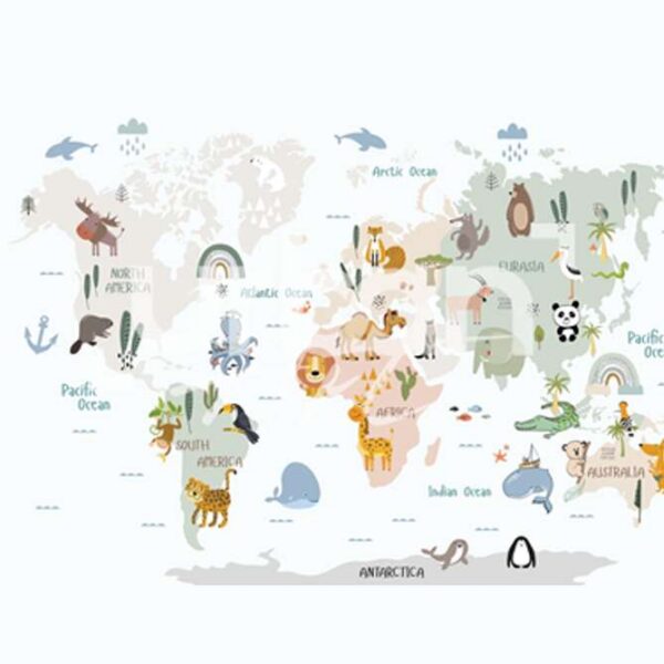 Papier Peint Carte du Monde Animaux