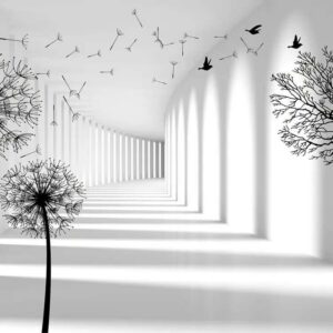 Papier peint Tunnel 3d et pissenlits