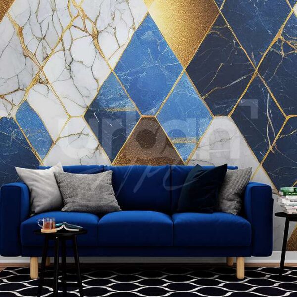 Papier peint bleu fonce