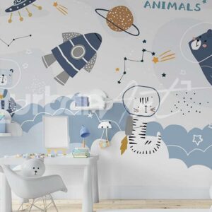 Papier Peint Enfant Space Animals