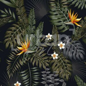 Papier peint fleurs tropicales