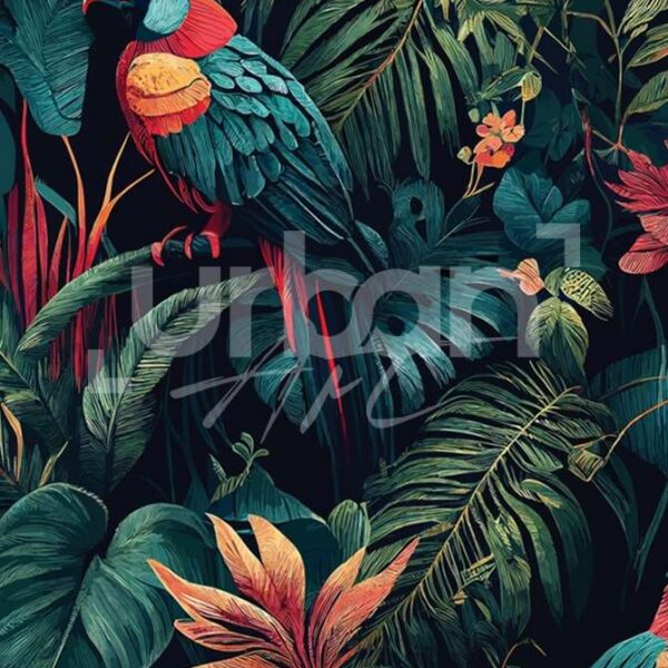 Papier peint tropical fleurs