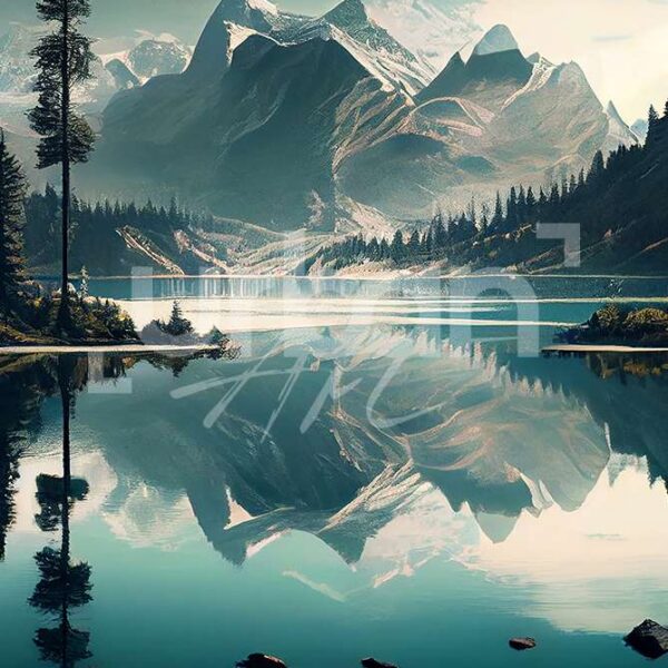 Papier peint lac montagne