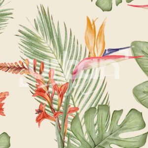 Papier peint leaves and flowers