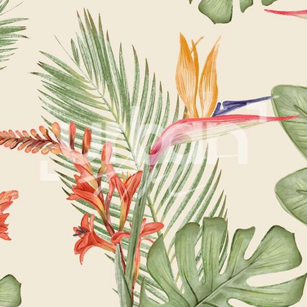 Papier peint leaves and flowers