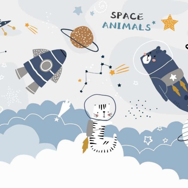 Papier Peint Enfant Space Animals