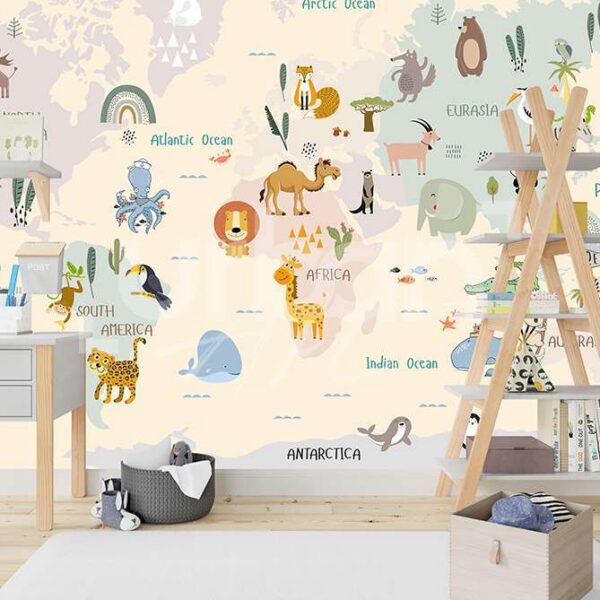 Papier Peint Carte Du Monde Crème