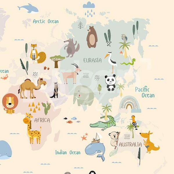 Papier Peint Carte Du Monde Crème
