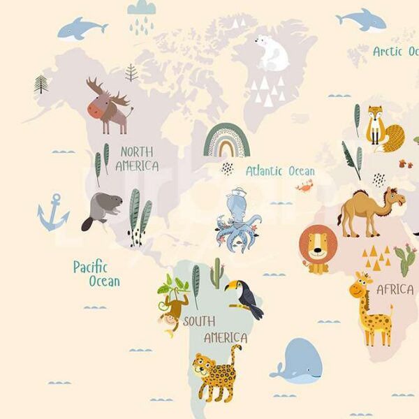 Papier Peint Carte Du Monde Crème