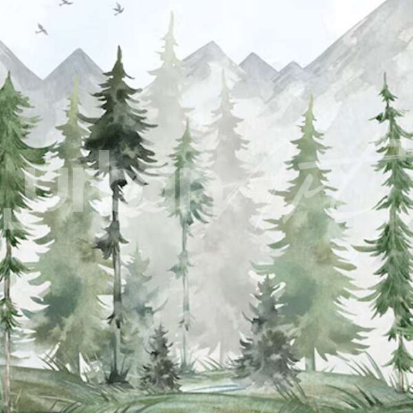 Papier peint aquarelle forêt