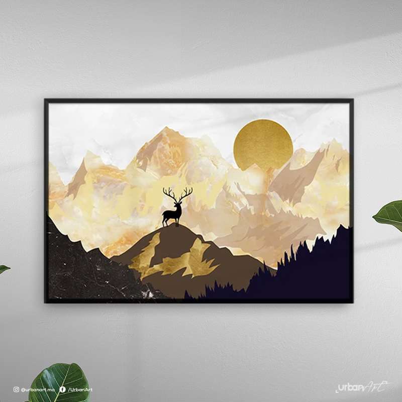 Tableau abstrait Art mural créatif doré