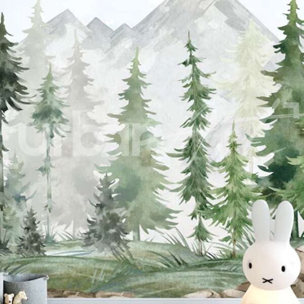 Papier peint aquarelle forêt