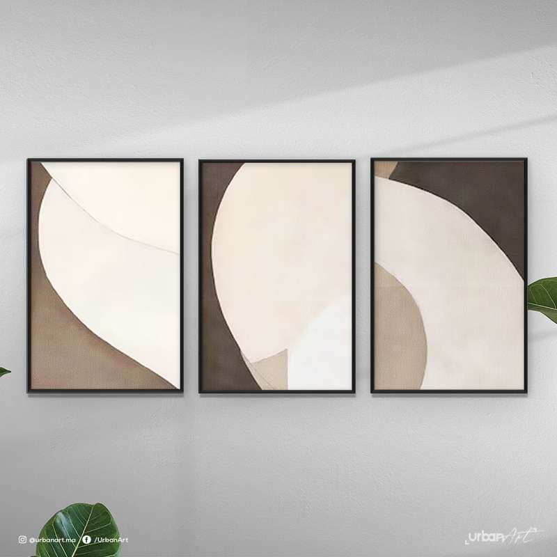 Tableau abstrait beige marron neutre