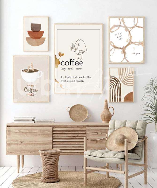 Set Poster art abstrait café