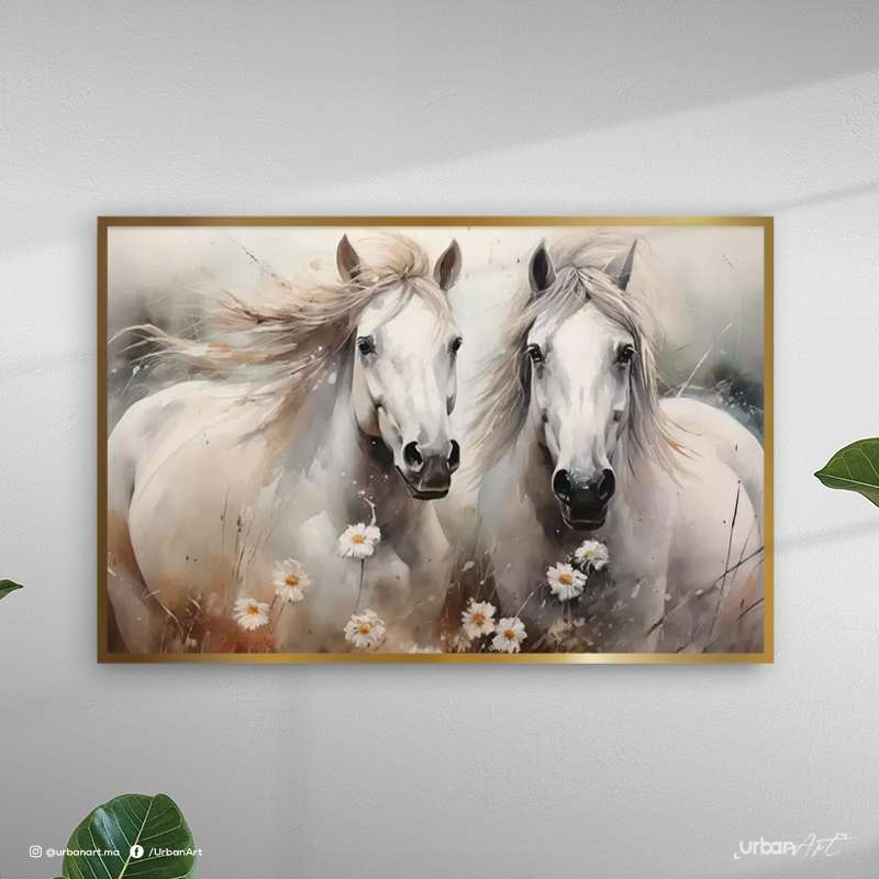 Tableau Animaux chevaux blancs