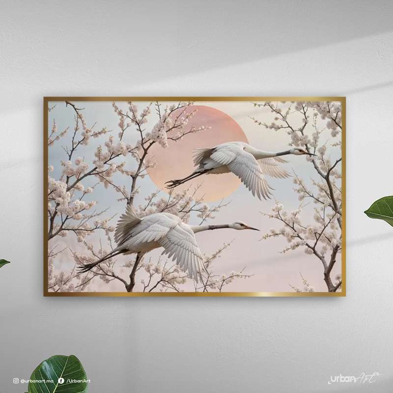 Tableau Animaux Deux grues blanches