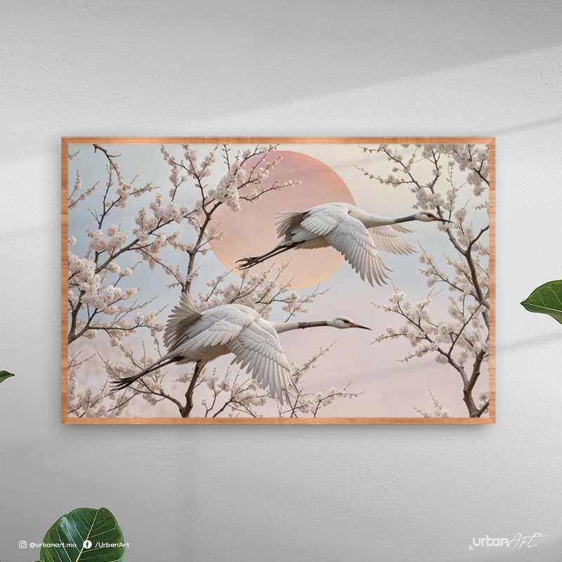 Tableau Animaux Deux grues blanches