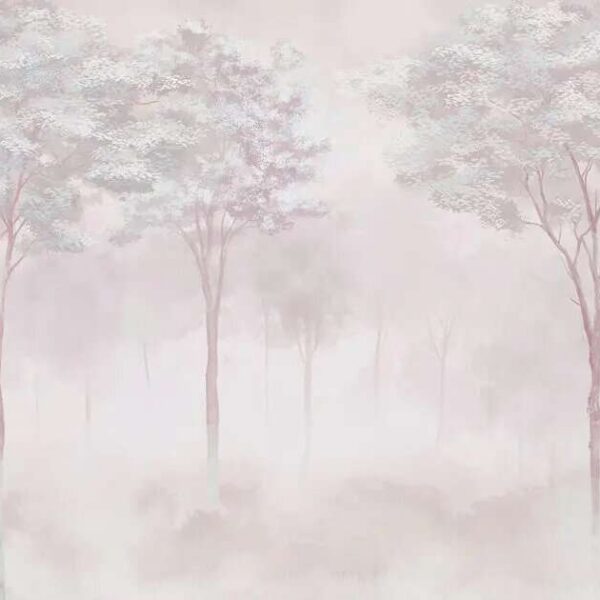 Papier Peint Forêt Brumeuse avec arbres