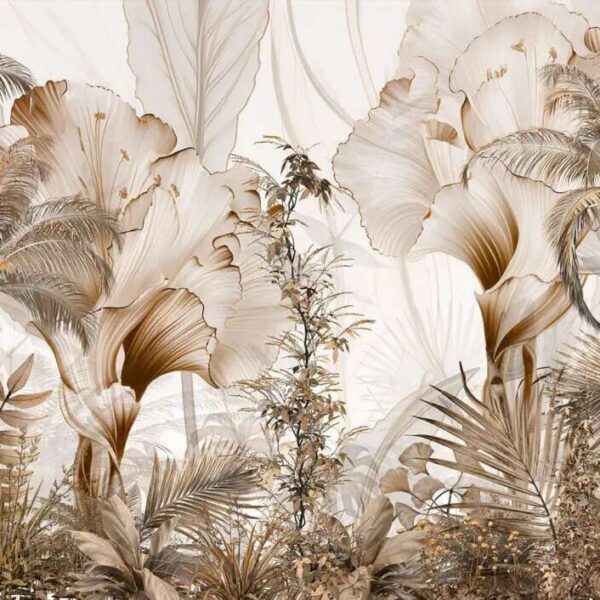 Papier peint avec fleurs et plantes