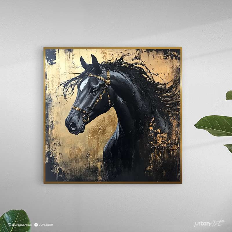 Tableau Animaux chevaux Black