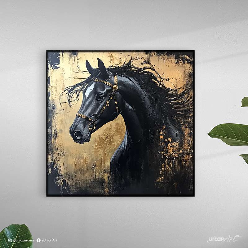 Tableau Animaux chevaux Black