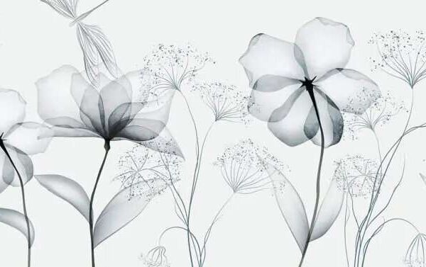 Papier peint fleurs transparentes