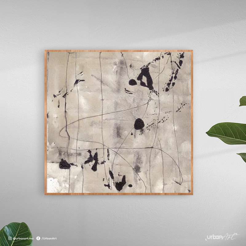 Tableau Abstrait Beige Noir