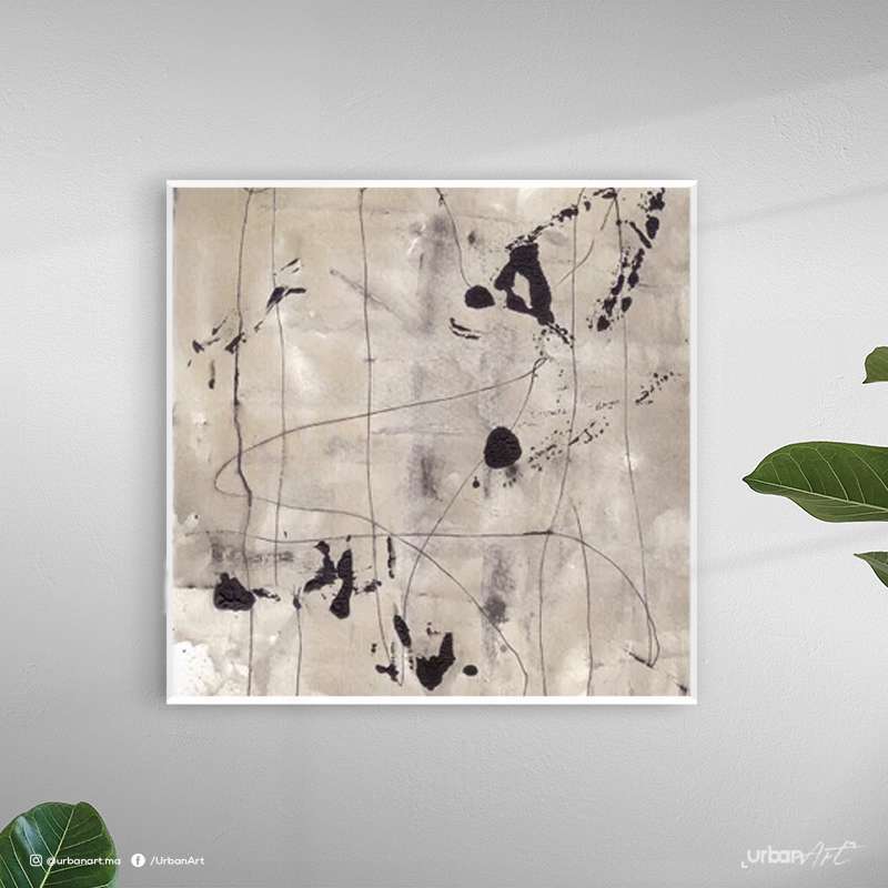Tableau Abstrait Beige Noir
