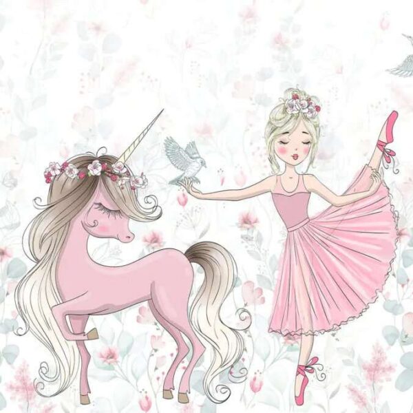 Papier peint Licorne et fille