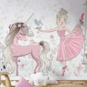 Papier peint Licorne et fille