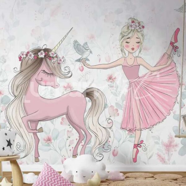 Papier peint Licorne et fille