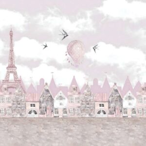 Papier peint rose et blanc avec des ballons