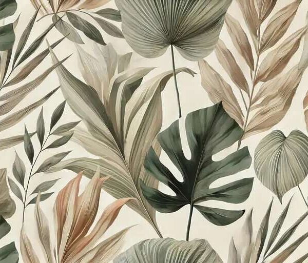 Papier peint feuilles tropicales