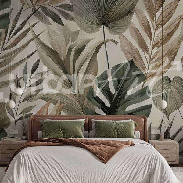 Papier peint feuilles tropicales